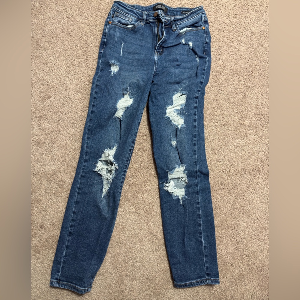 Judy blue distressed boyfriend jeans excellent condition like new high-rise